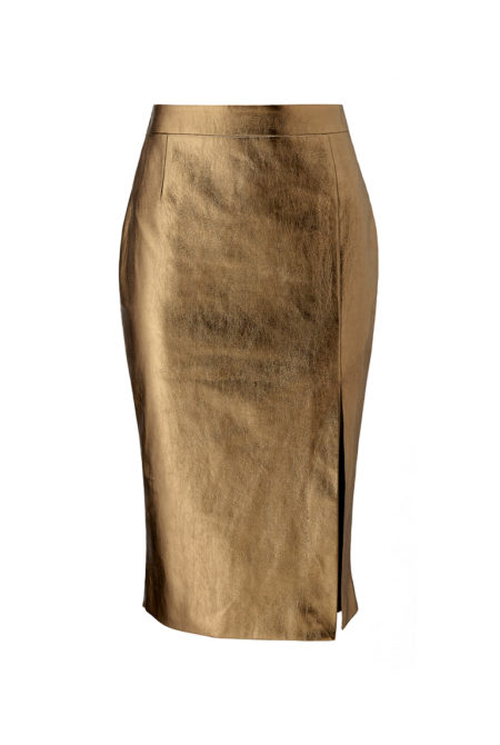Copper office midi pencil skirt