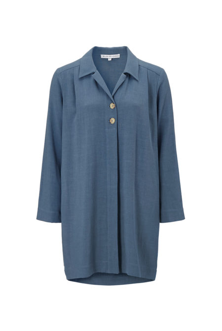 Comfortable washed blue linen shirt dress
