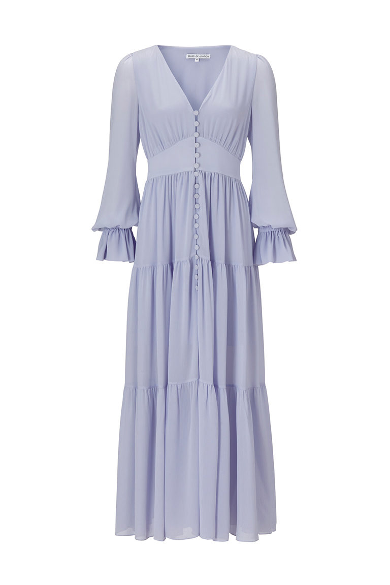 Spring lilac chiffon maxi dress
