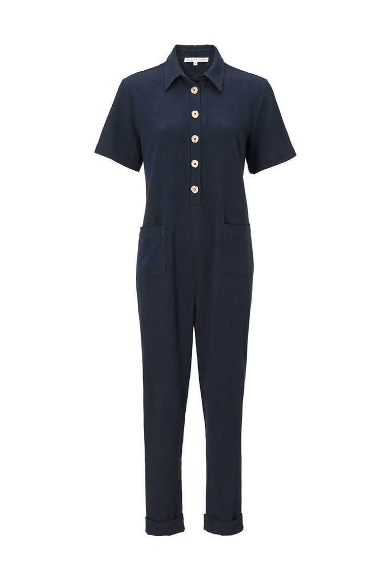 navy linen jumpsuit