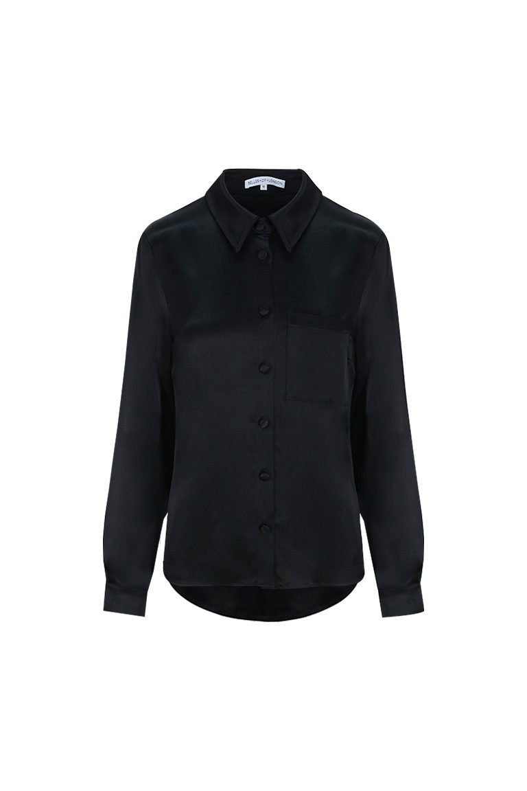 Black satin back crepe shirt